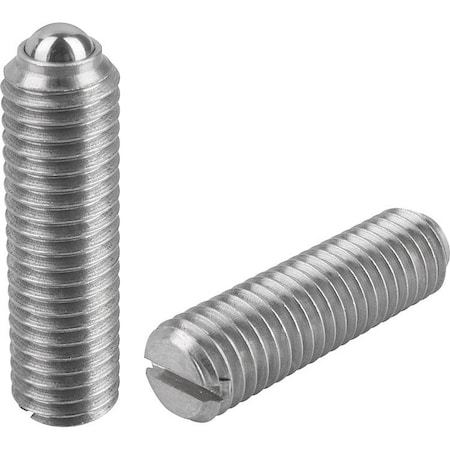 Kipp Spring Plunger Spring Force, Long Vers D=M10 L=35, Stainless Steel, Comp:Ball Stainless Steel, Pu=5 K0310.410